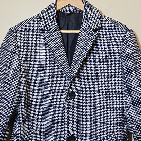 Old Navy Men's Wool Blend Oversized Topcoat Long Length Grey Plaid Old Money - Picture 7 of 16